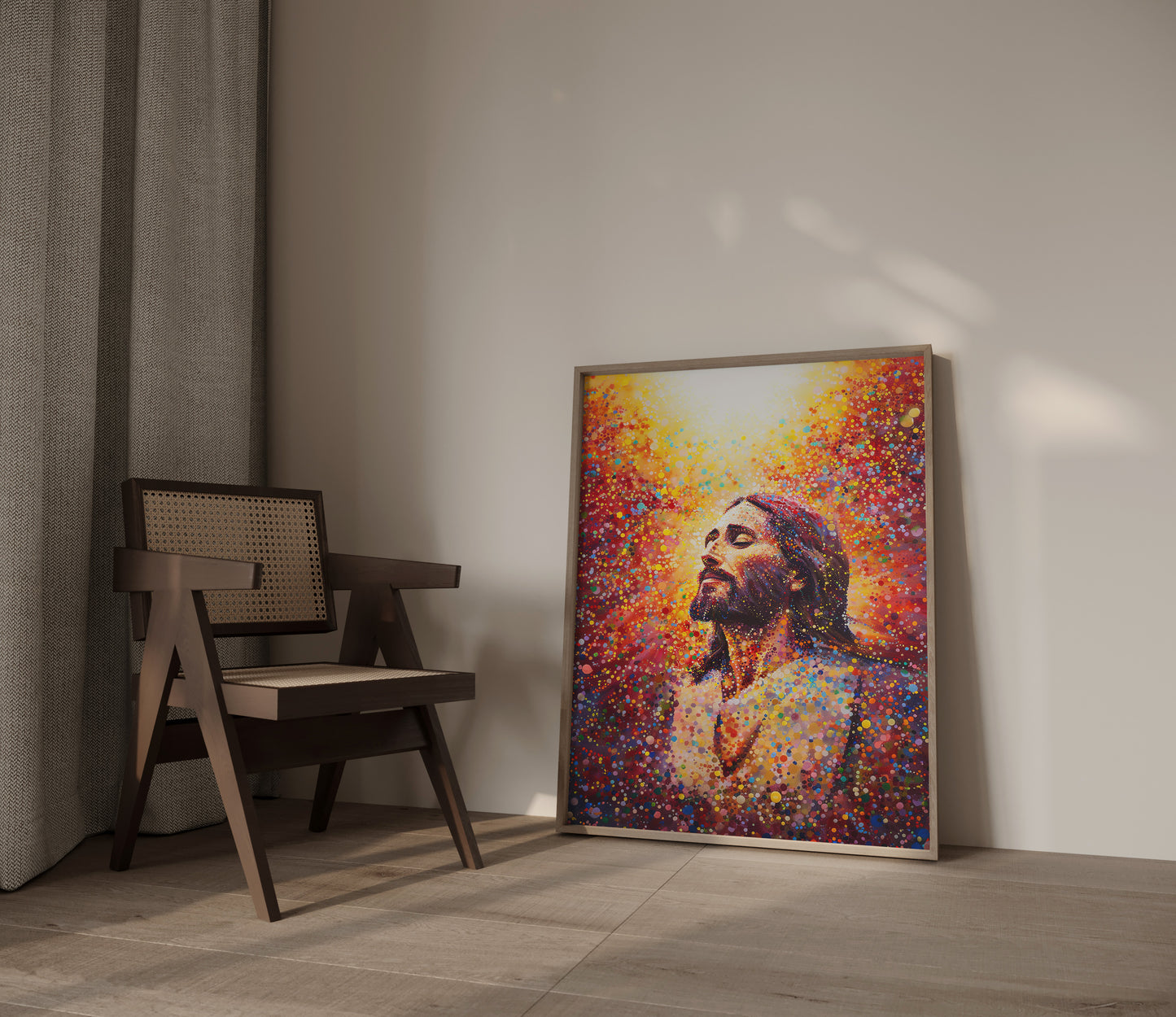 Modern Christian wall art – joyful Jesus mosaic by JesusArtworks