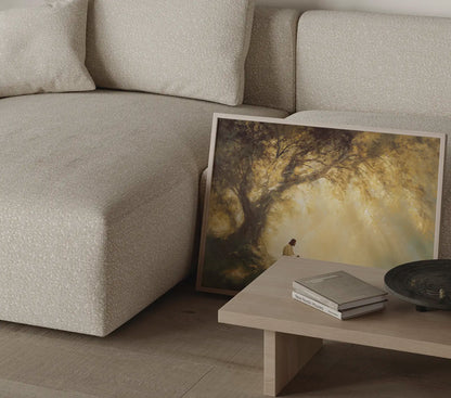 Wisdom of Jesus painting with soft earth tones and tranquil tree scene – JesusArtworks
