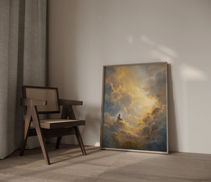 Jesus seated in heavenly glory on cloud – Christian wall art by JesusArtworks
