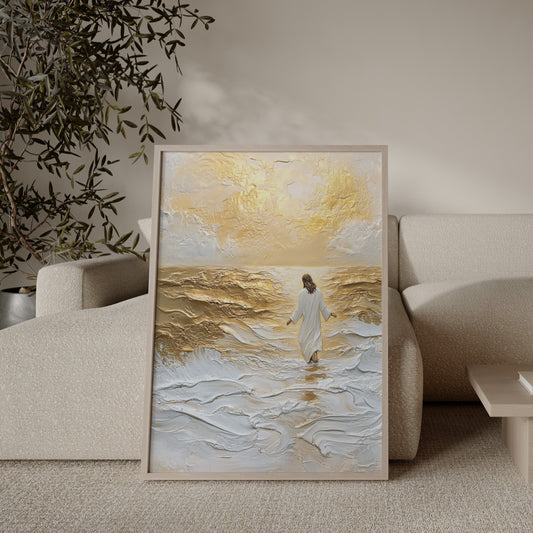 Lord of the storm wall art in modern living room by JesusArtworks