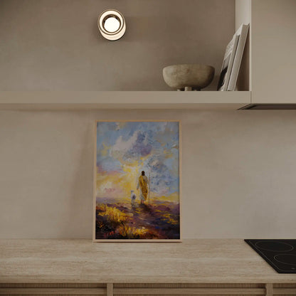 John 10:11 inspired art print, Jesus as the Good Shepherd laying down his life for the sheep