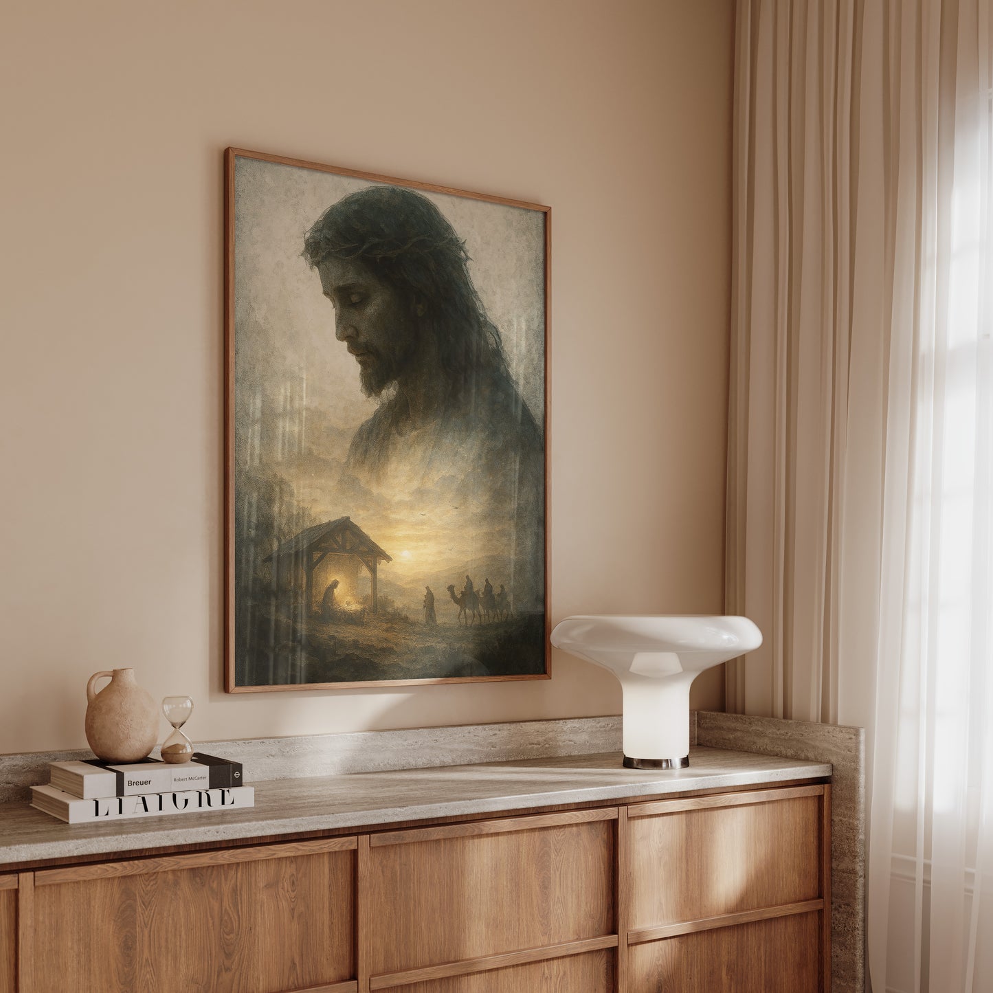 Impressionist Christian art depicting Jesus in the stable as the star of Bethlehem shines, emphasizing prophecy fulfilled and divine illumination.