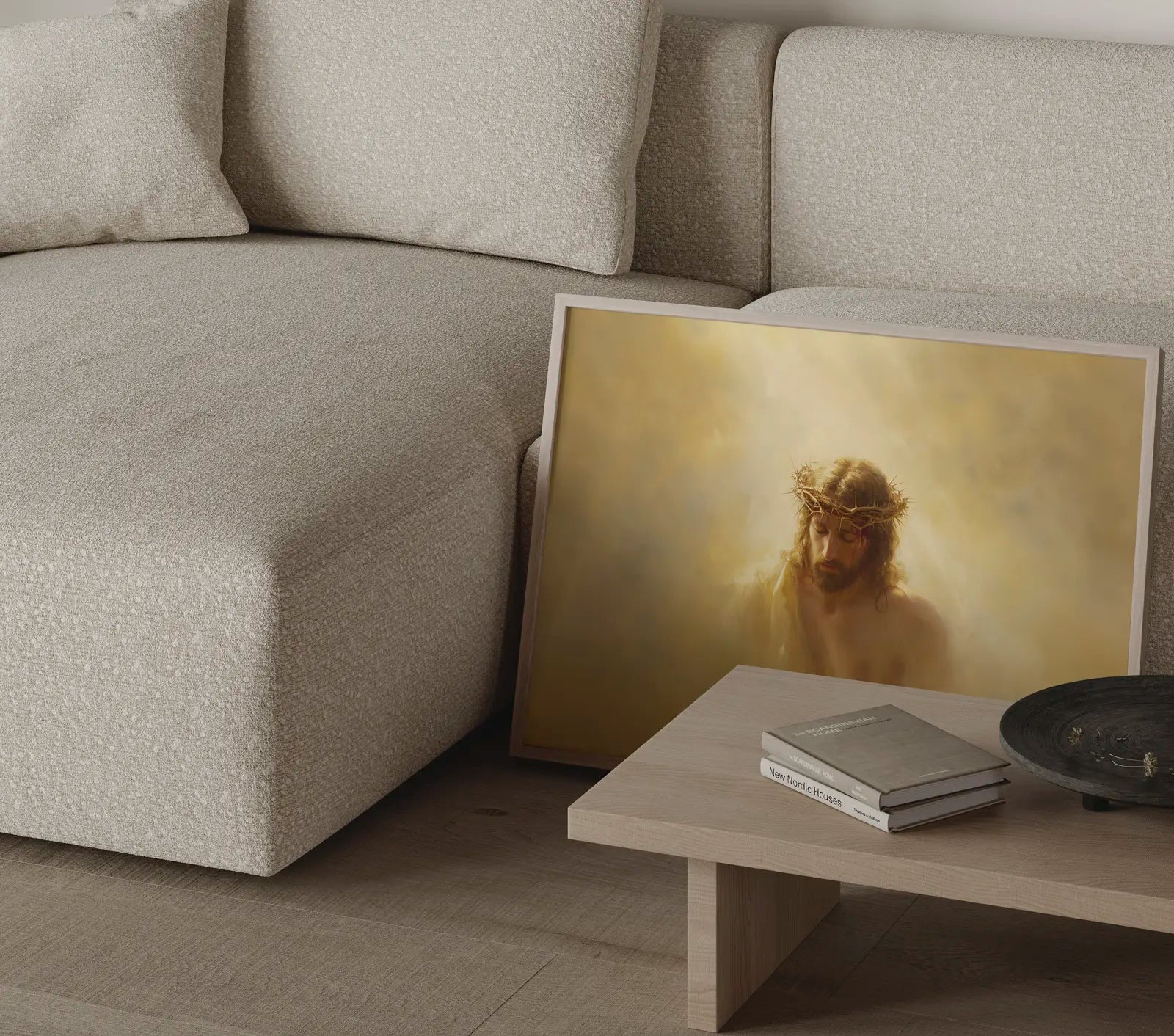 Good Friday wall art depicting Jesus quiet strength during passion week perfect for worship space