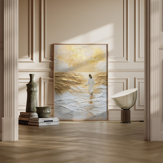 Faith over fear Christian art – Jesus on stormy sea by JesusArtworks