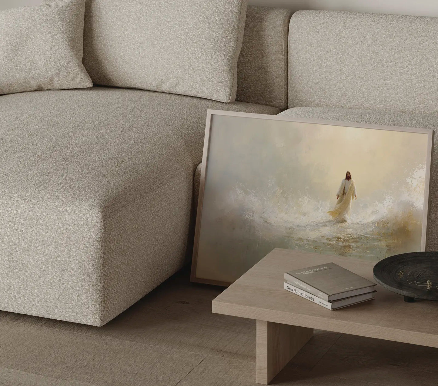 Impressionist Christian art showing gentle Jesus walking on peaceful waters – JesusArtworks