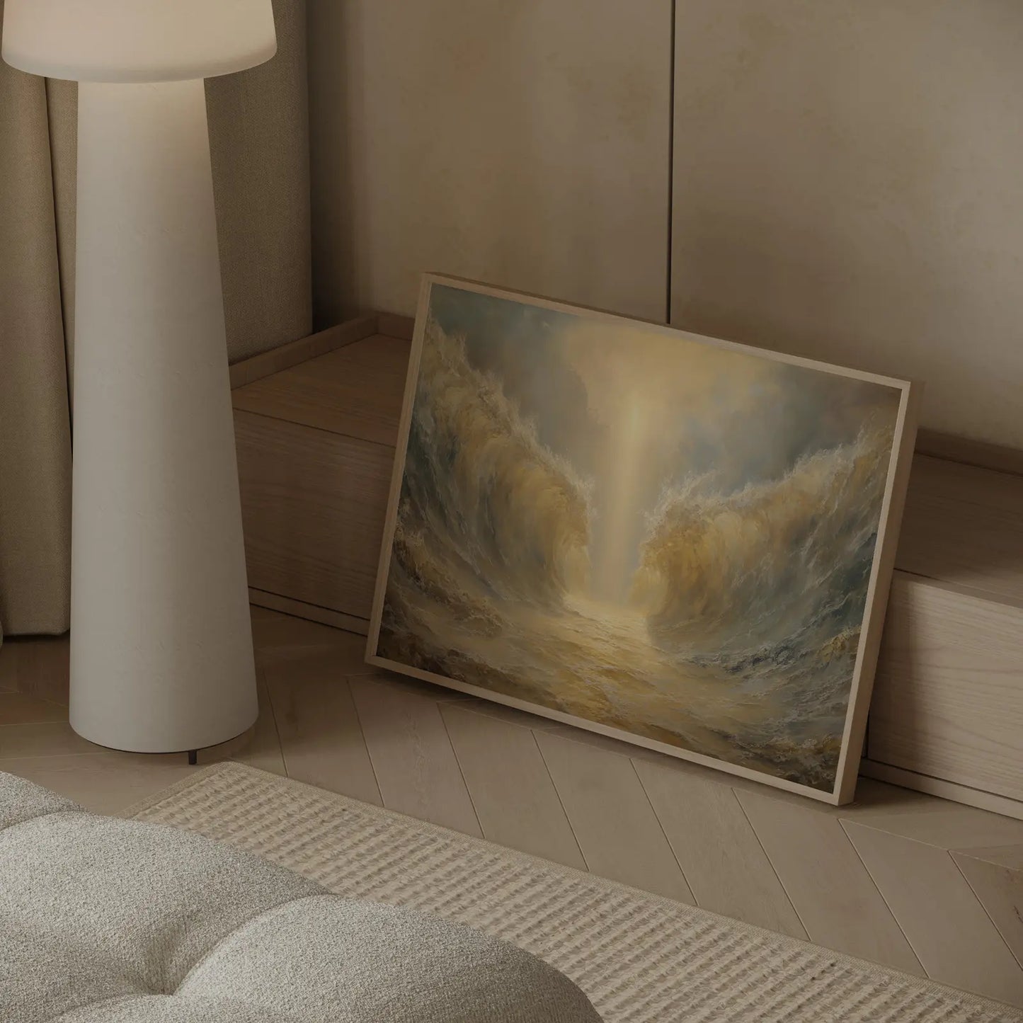 Moses wall art with dramatic Red Sea parting scene in Christian home – JesusArtworks