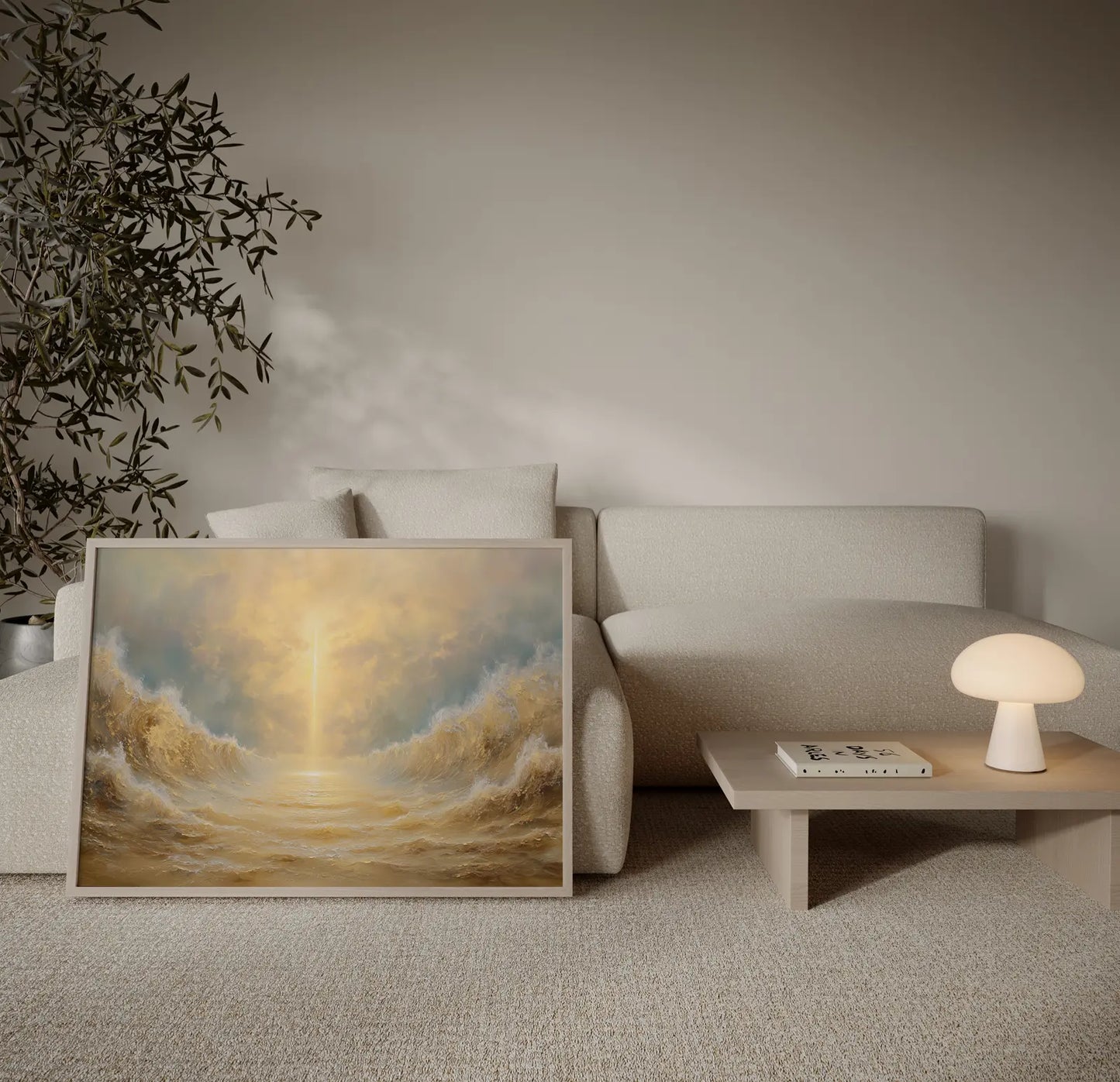 Red Sea parting scripture wall art with golden light for church or ministry space – JesusArtworks