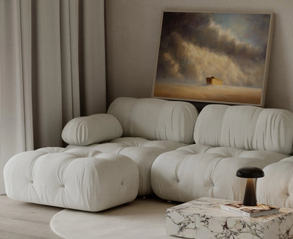 Noah's Ark before the flood biblical art print with dark thunderclouds styled in a contemporary Scandinavian interior