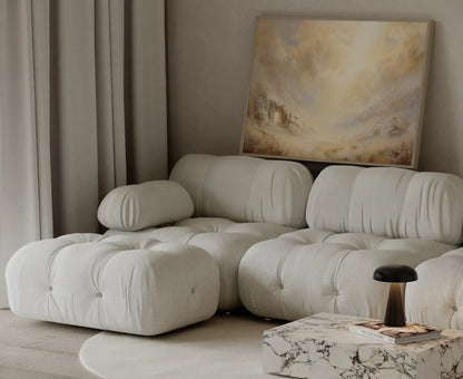 The Empty Tomb wall art print styled behind contemporary sofa in luxury living room, modern christian home decor